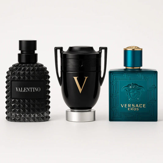PACK DE ALTA GAMA HOMBRE | VALENTINO UOMO | PACO RABANNE INVICTUS VICTORY | VERSACE EROS | 100 ML